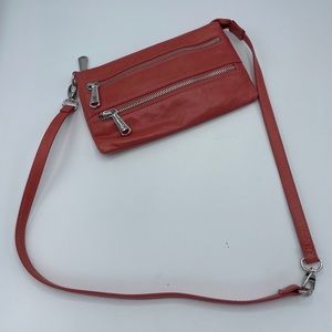 Coral Leather Hobo Clutch